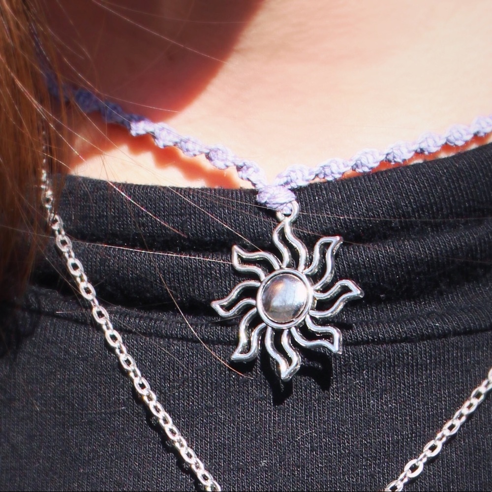 Sun Charm Macrame Necklace